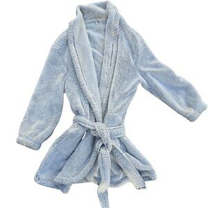 Aerie Plush Light Blue grey Belted Robe L/XL Womens Cozy Soft Polyester Lounge W